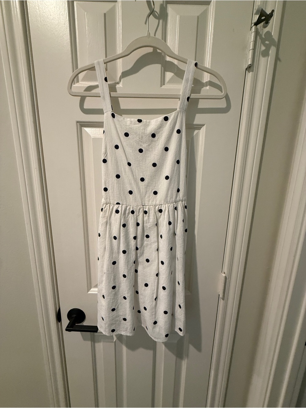 Everly White Mini Dress with Black Polka Dots